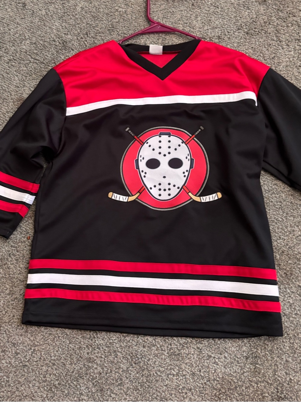 Spirit Kids Black & Red Hockey Jersey with White Accents
